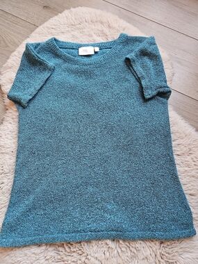 👕Pull en maille chinée bleu pétrole - T-shirt en tricot Teal Heathered Knit Top